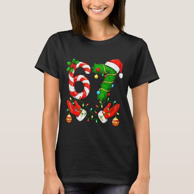 Six Seven Meme Christmas 67 Santa Funny Christmas  T-Shirt (Vorderseite)