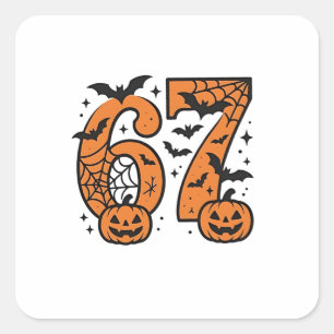 Six Seven Meme Halloween 67 Mason Spooky Quadratischer Aufkleber