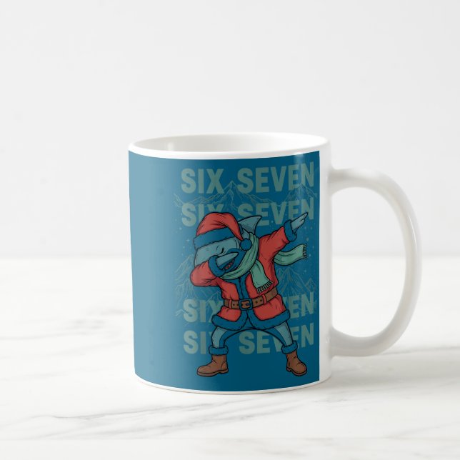 Six Seven Meme Shark Dab Se Dabbing Funny Xmas 67  Kaffeetasse (Rechts)