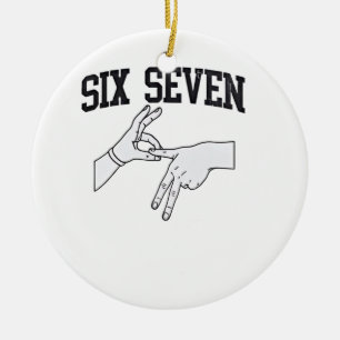 Six Seven Meme Viral 67 Mason Sign Language Keramik Ornament