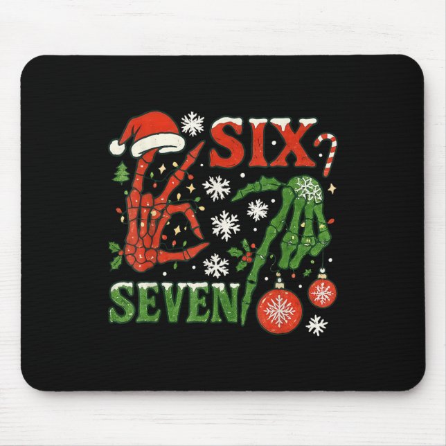 Six Seven Meme Weihnachten 6-7 Weihnachten Skelett Mousepad (Vorne)