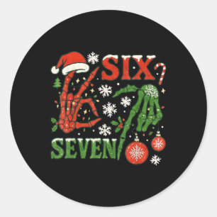 Six Seven Meme Weihnachten 6-7 Weihnachten Skelett Runder Aufkleber