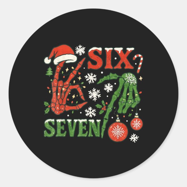 Six Seven Meme Weihnachten 6-7 Weihnachten Skelett Runder Aufkleber (Vorderseite)