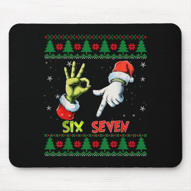 Six Seven Skeleton Meme Christmas Ugly Sweater 67  Mousepad (Vorne)
