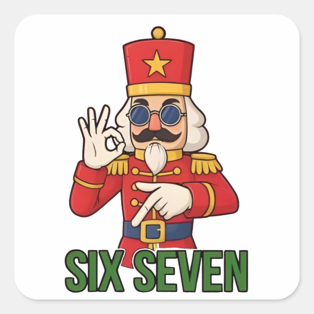 Six Seven Snowman Christmas Nutcracker 6 7 Xmas  Quadratischer Aufkleber (Vorderseite)