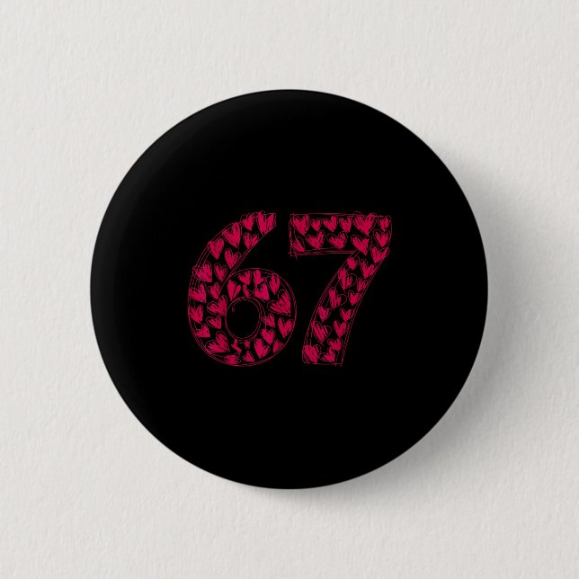 Six Seven Viral Sketch Heart 67 Cute Valentine Sch Button (Vorderseite)