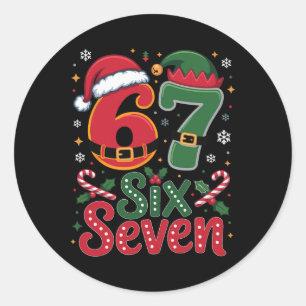Six Seven Weihnachten 6 7 Weihnachten für Jungen M Runder Aufkleber