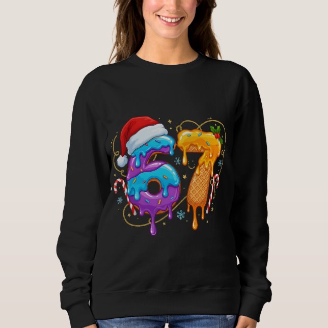 Six Seven Xmas Christmas Gen Z Meme 6 7  Sweatshirt (Vorderseite)