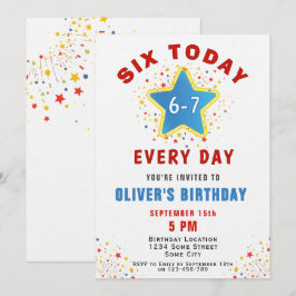 Six Today 6 7 Every Day Meme Star 6th Birthday  Einladung