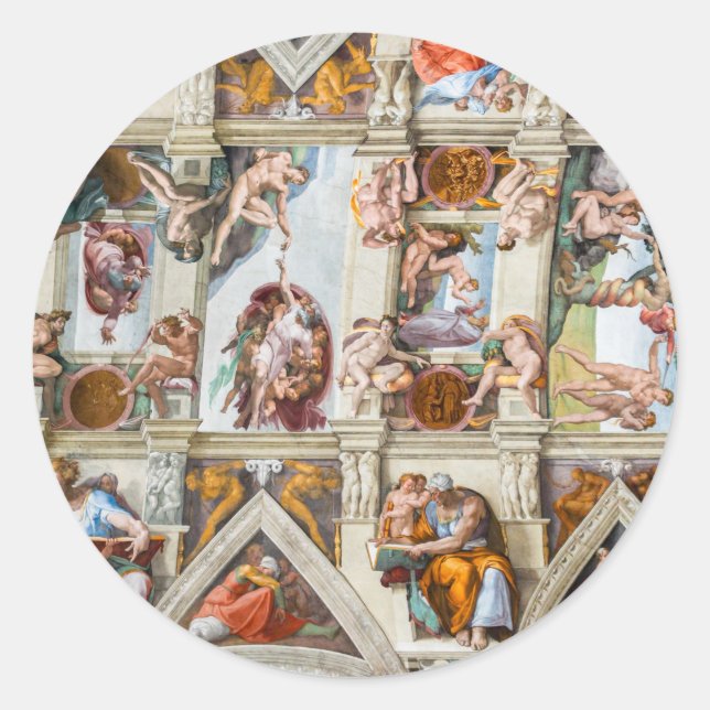 Sixine Chapel Michelangelo - Vatikan, Rom, Italien Runder Aufkleber (Vorderseite)
