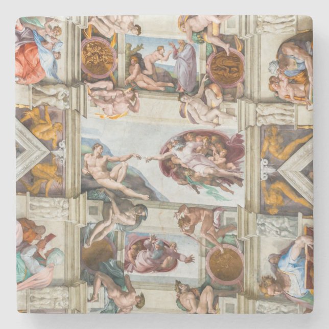 Sixine Chapel Michelangelo - Vatikan, Rom, Italien Steinuntersetzer (Vorderseite)