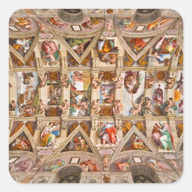 Sixine Kapelldecke von Michelangelo Quadratischer Aufkleber (Vorderseite)