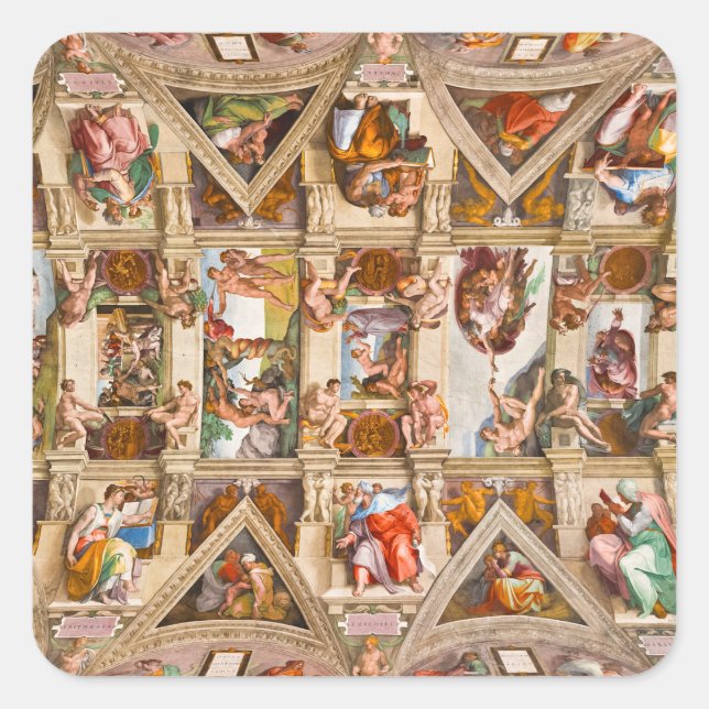 Sixine Kapelldecke von Michelangelo Quadratischer Aufkleber (Vorderseite)