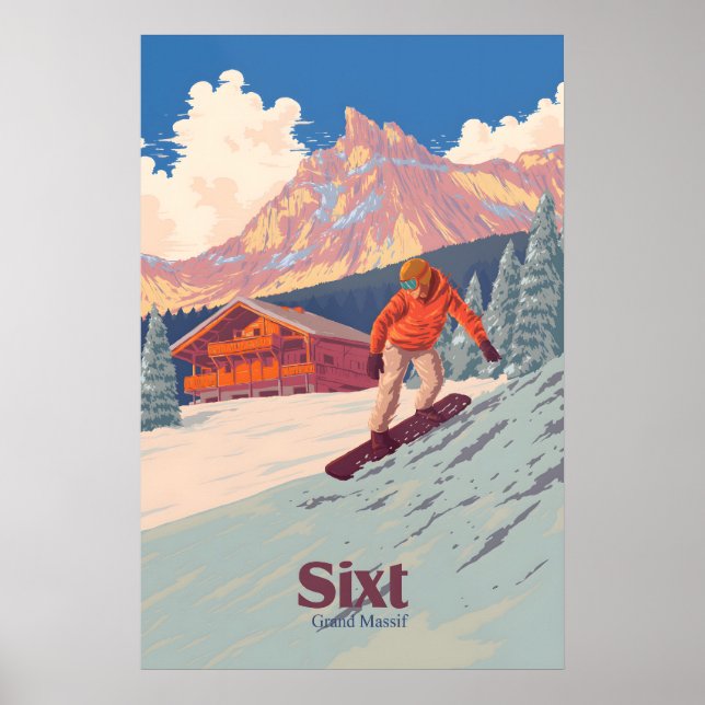 Sixt Snowboarden Reiseplakat Poster (Vorne)