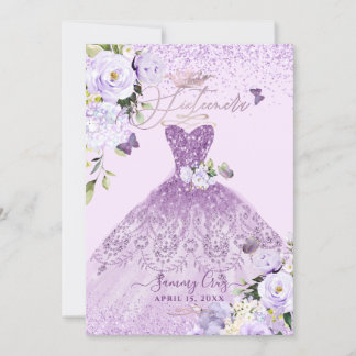 Sixteenera Dusty Lilac Lila Glitzer Gown Einladung