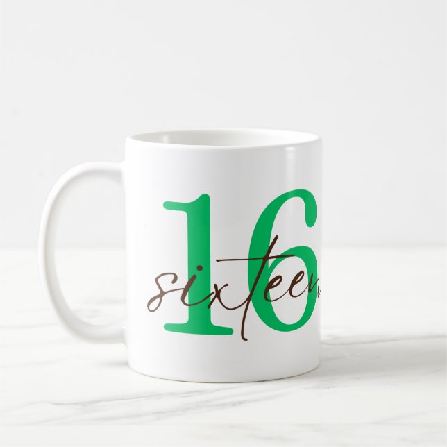 Sixteenth Year with Personalization Kaffeetasse (Links)