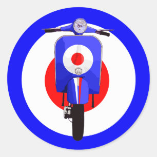 Sixties Look Scooter auf Mod-Target Runder Aufkleber