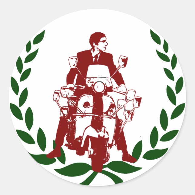 Sixties Scooter Rider Italia Runder Aufkleber (Vorderseite)