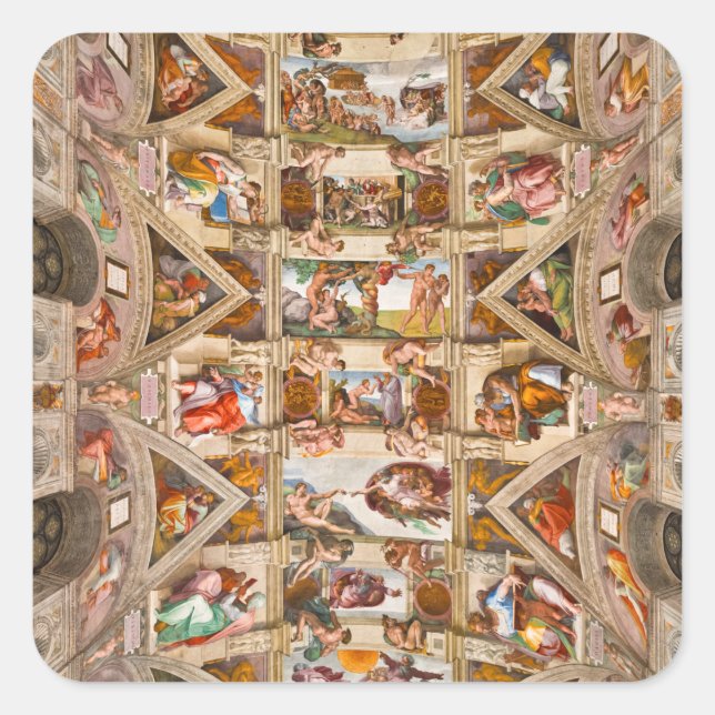 Sixtinische Kapelldecke, 1512 von Michelangelo Quadratischer Aufkleber (Vorderseite)