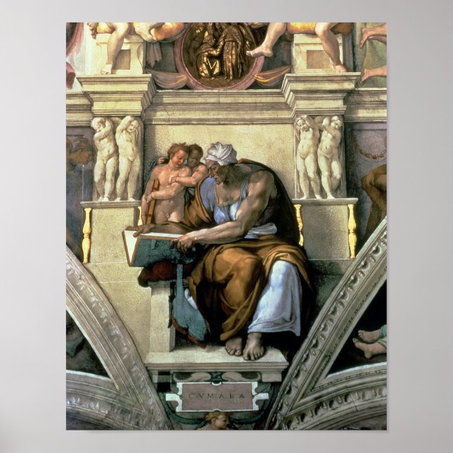 Sixtinische Kapelldecke: Cumaean Sibyl, 1510 Poster (Vorne)