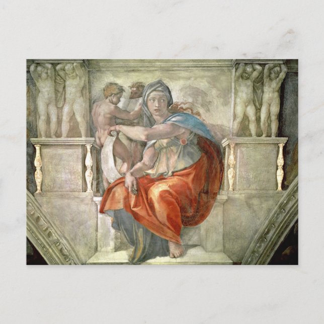 Sixtinische Kapelldecke: Delphisches Sibyl Postkarte (Vorderseite)