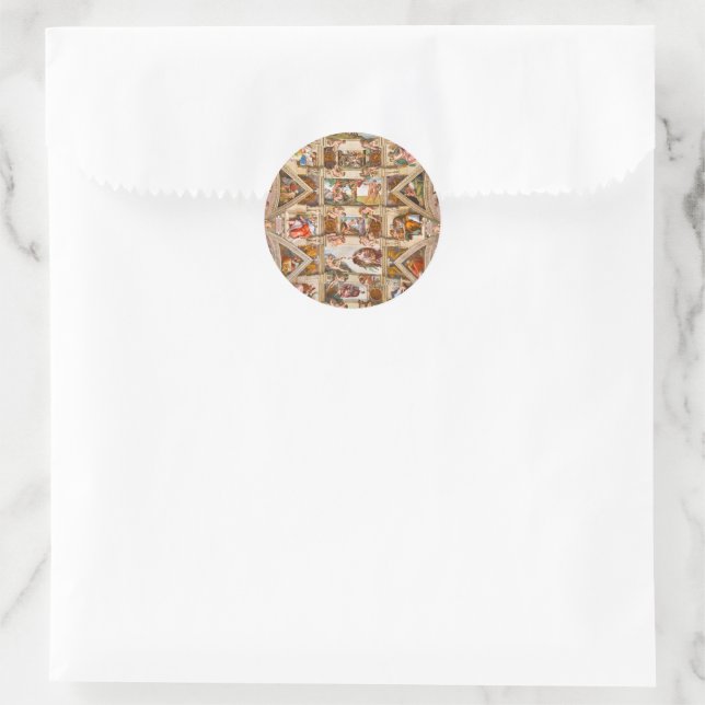 Sixtinische Kapelldecke von Michelangelo Buonarrot Runder Aufkleber (Tasche)