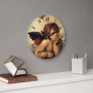Sixtinische Madonna Engel von Raffael Sanzio Große Wanduhr