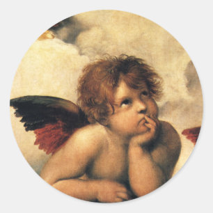 Sixtinische Madonna Engel von Raffael Sanzio Runder Aufkleber