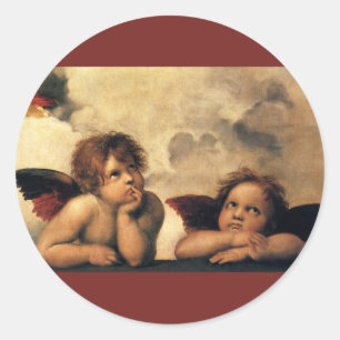 Sixtinische Madonna Engel von Raffael Sanzio Runder Aufkleber