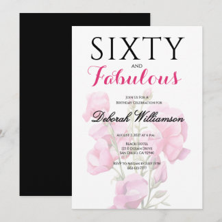 Sixty and Fabulous Black Pink 60th Birthday  Einladung