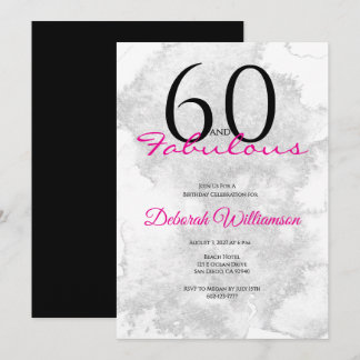 Sixty and Fabulous Black Pink 60th Birthday Einladung