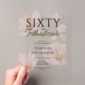 Sixty and Fabulous Black Pink 60th Birthday Party Acryleinladungen