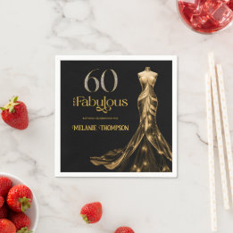 Sixty and Fabulous Gold Dress Black 60th Birthday Serviette