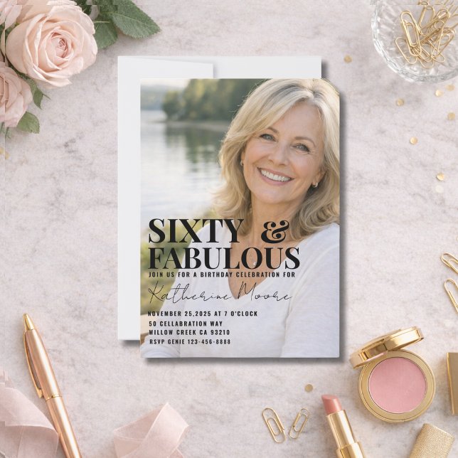 Sixty and Fabulous Photo 60th Birthday Party Einladung (Von Creator hochgeladen)