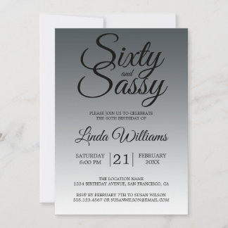 Sixty and Sassy Charcoal Black 60th Birthday Einladung