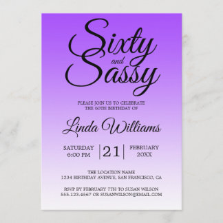 Sixty and Sassy Purple Ombre 60th Birthday Einladung