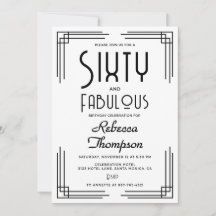 Sixty Fabulous Black White Art Deco 60th Birthday