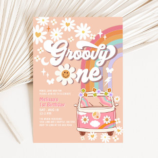 Sixty ist ein Vibe Pink Daisy Rainbow 60. Geburtst Einladung