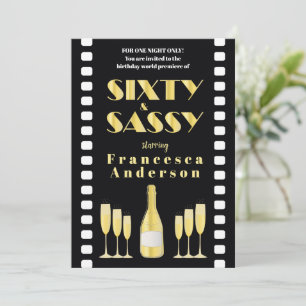 Sixty & Sassy Black Gold Champagner 20er Jahre Fil Einladung