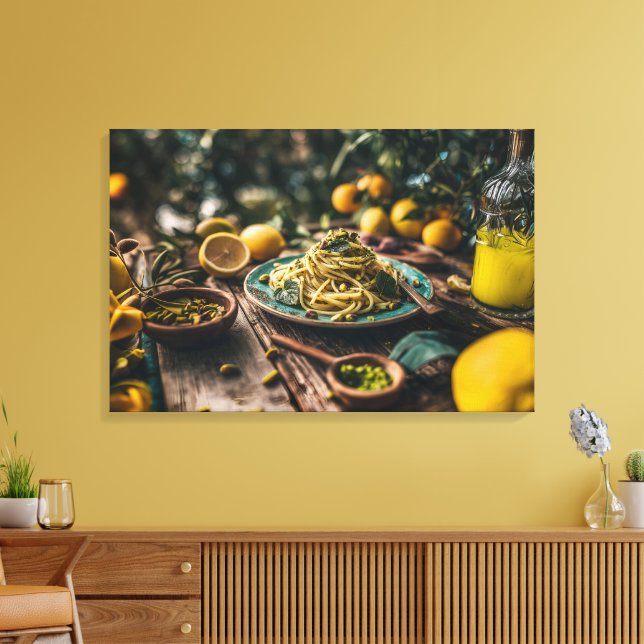 Sizilian Pistachio Pesto Spaghetti, Orchard Leinwanddruck (Insitu (Wohnzimmer))