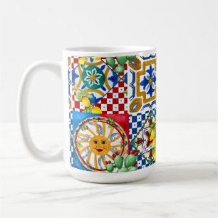 Sizilianisch, Majolika, Fliesen, Zitronen   Kaffeetasse