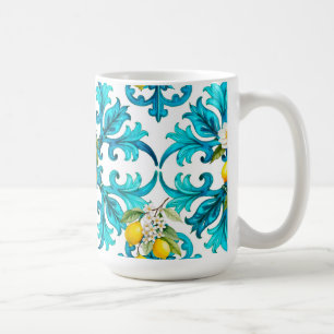 sizilianisch, Sommer, Zitrone, Mosaik, blau, Kaffeetasse