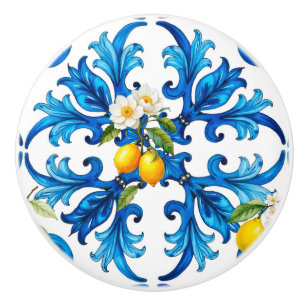 sizilianisch, Sommer, Zitrone, Mosaik, blau, Keramikknauf