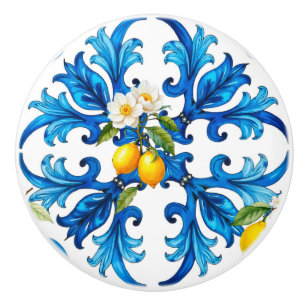 sizilianisch, Sommer, Zitrone, Mosaik, blau Keramikknauf