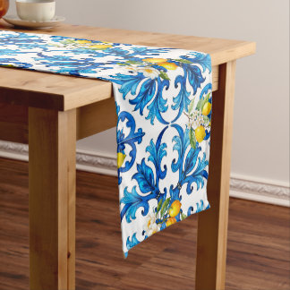 sizilianisch, Sommer, Zitrone, Mosaik, blau, Mittelgroßer Tischläufer