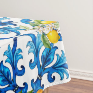 sizilianisch, Sommer, Zitrone, Mosaik, blau, Tischdecke
