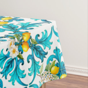 sizilianisch, Sommer, Zitrone, Mosaik, blau, Tischdecke