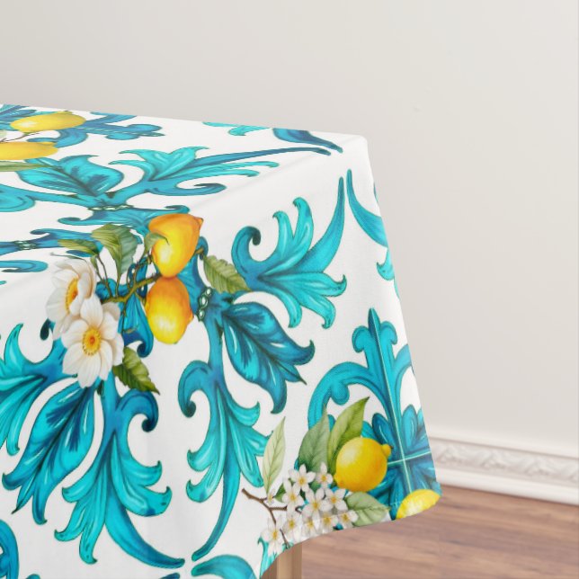 sizilianisch, Sommer, Zitrone, Mosaik, blau, Tischdecke (Beispiel)