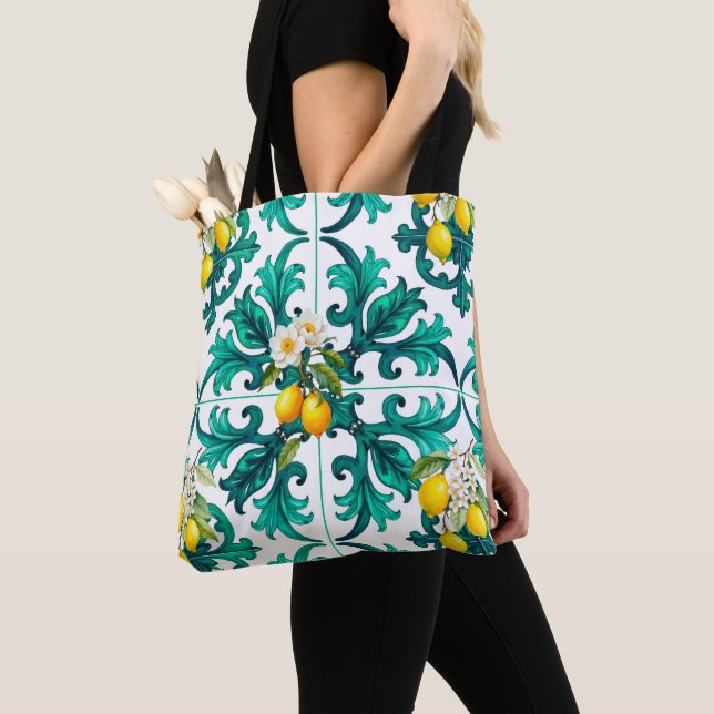 sizilianisch, Sommer, Zitrone, Mosaik, grün, Tasche (Von Nahem)