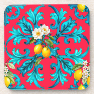 sizilianisch, Sommer, Zitrone, Mosaik, Rosa, Getränkeuntersetzer